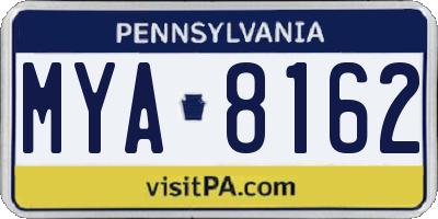 PA license plate MYA8162