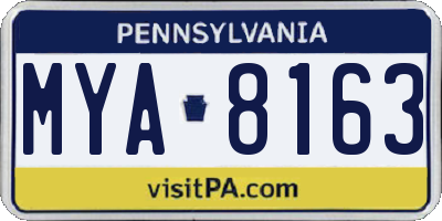 PA license plate MYA8163