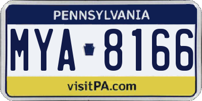 PA license plate MYA8166
