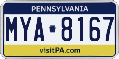 PA license plate MYA8167