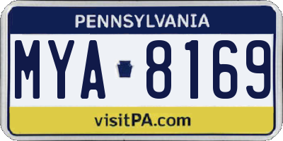PA license plate MYA8169