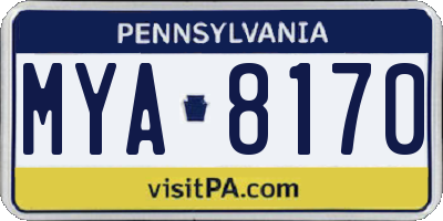 PA license plate MYA8170