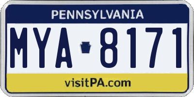 PA license plate MYA8171