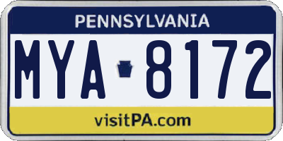 PA license plate MYA8172