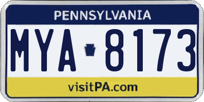 PA license plate MYA8173