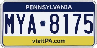 PA license plate MYA8175