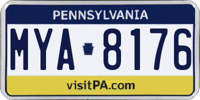 PA license plate MYA8176