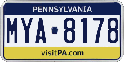 PA license plate MYA8178