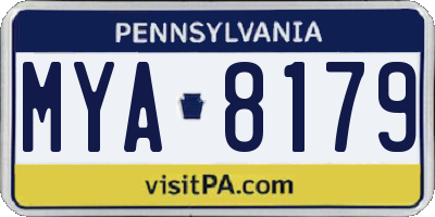 PA license plate MYA8179