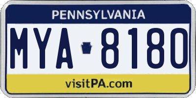 PA license plate MYA8180