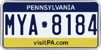PA license plate MYA8184
