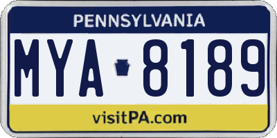 PA license plate MYA8189