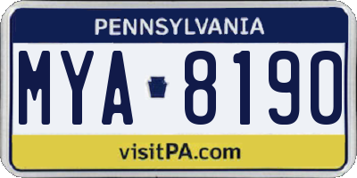 PA license plate MYA8190