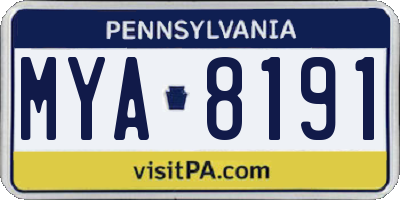 PA license plate MYA8191
