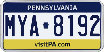 PA license plate MYA8192