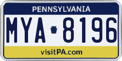 PA license plate MYA8196