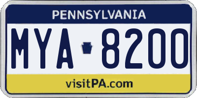 PA license plate MYA8200