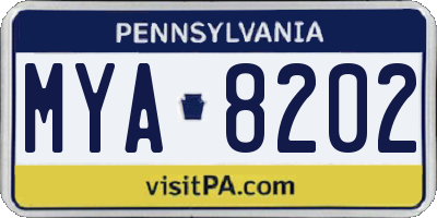 PA license plate MYA8202