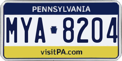 PA license plate MYA8204