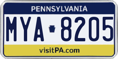 PA license plate MYA8205