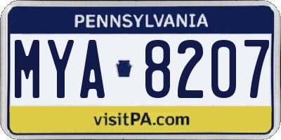 PA license plate MYA8207
