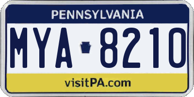 PA license plate MYA8210