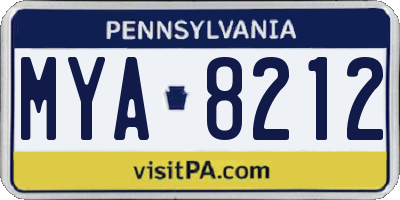 PA license plate MYA8212