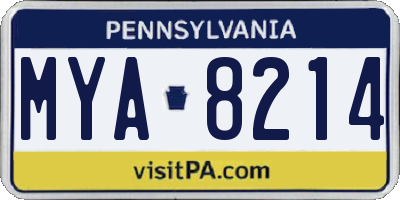 PA license plate MYA8214
