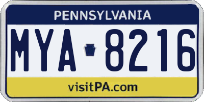 PA license plate MYA8216