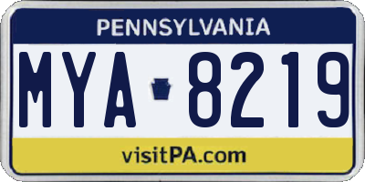 PA license plate MYA8219