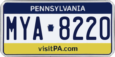PA license plate MYA8220