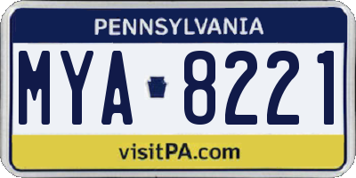 PA license plate MYA8221