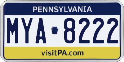 PA license plate MYA8222
