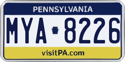 PA license plate MYA8226