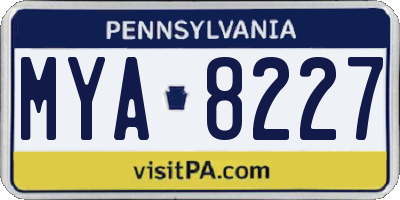 PA license plate MYA8227
