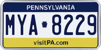 PA license plate MYA8229