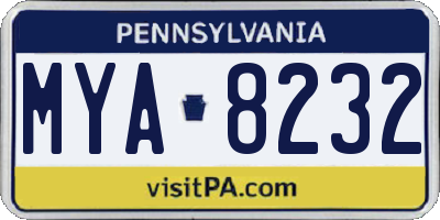 PA license plate MYA8232