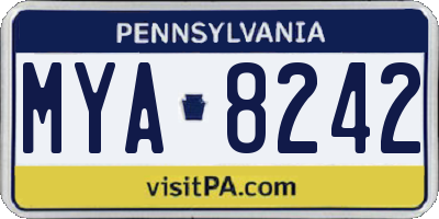 PA license plate MYA8242