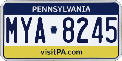 PA license plate MYA8245