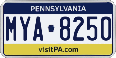 PA license plate MYA8250