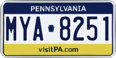 PA license plate MYA8251