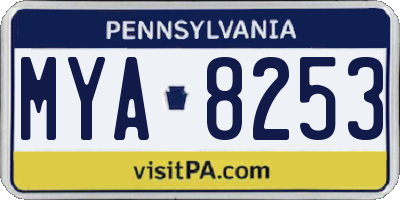 PA license plate MYA8253