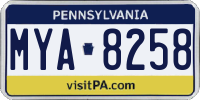 PA license plate MYA8258