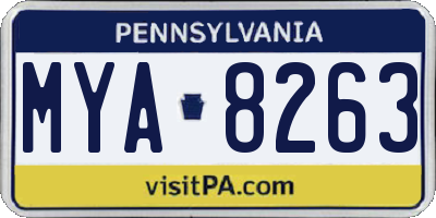 PA license plate MYA8263