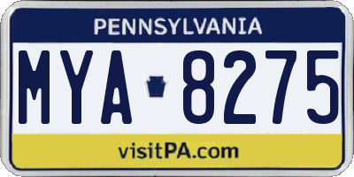 PA license plate MYA8275