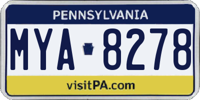 PA license plate MYA8278