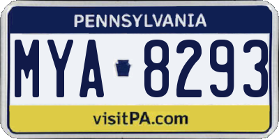 PA license plate MYA8293