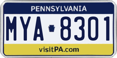 PA license plate MYA8301