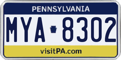 PA license plate MYA8302