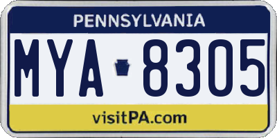 PA license plate MYA8305
